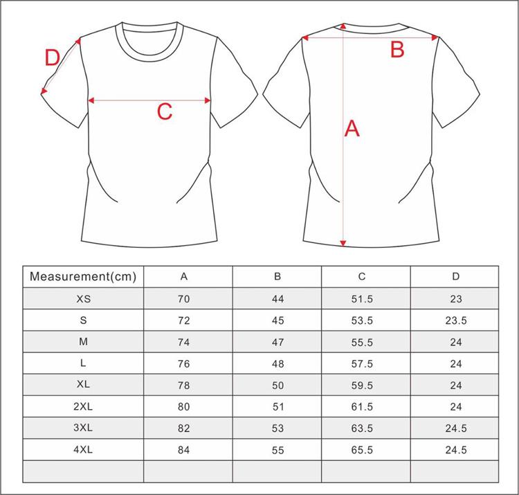 product-791-655 the size chart of T-shirt&polo shirt